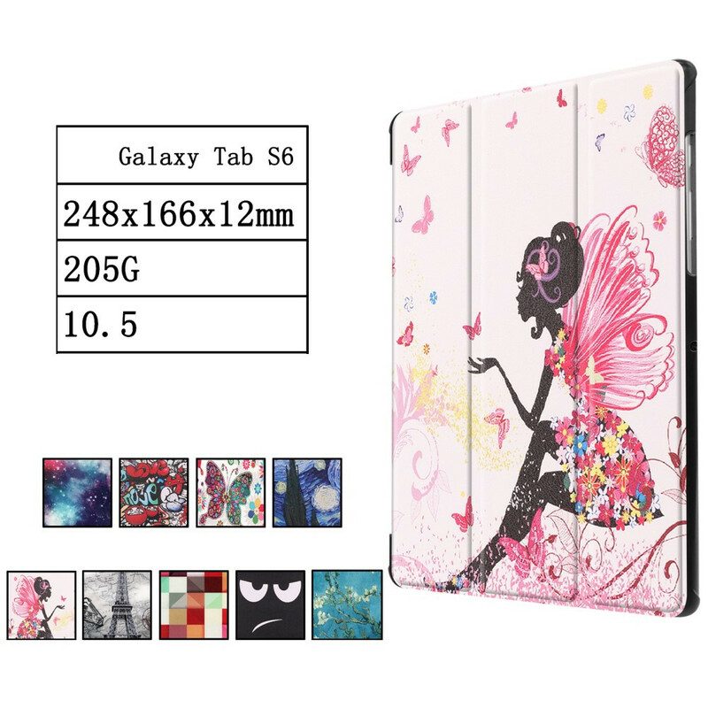 Skal För Samsung Galaxy Tab S6 Floral Fairy Faux Läder