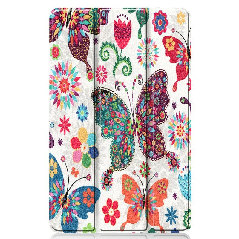 Skal För Samsung Galaxy Tab S6 Lite Retro Fjärilar Och Blommor