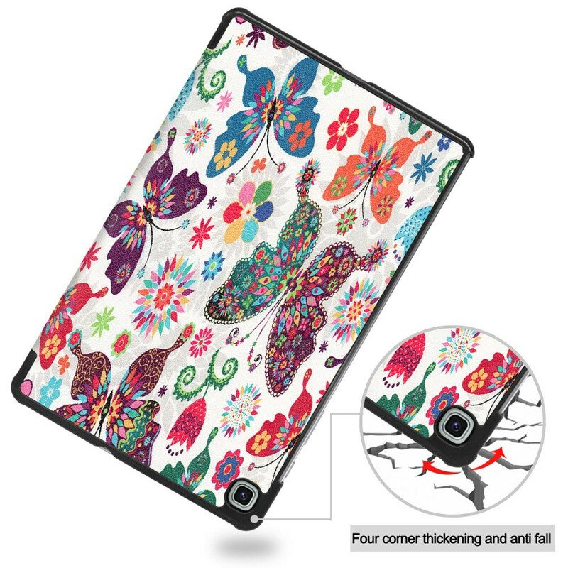 Skal För Samsung Galaxy Tab S6 Lite Retro Fjärilar Och Blommor