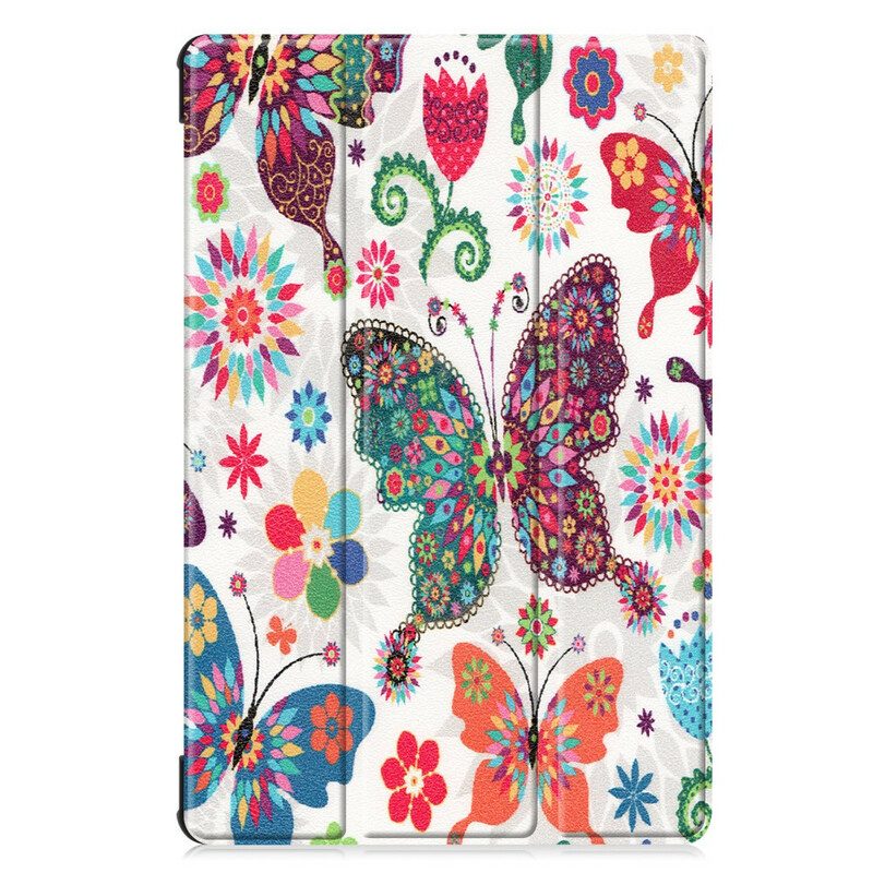 Skal För Samsung Galaxy Tab S6 Retro Fjärilar Och Blommor