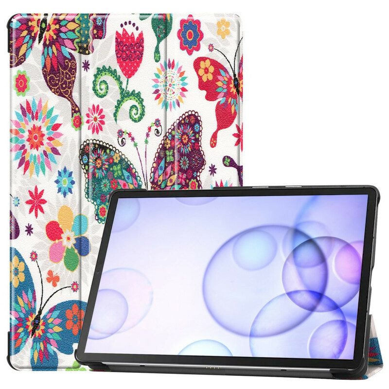 Skal För Samsung Galaxy Tab S6 Retro Fjärilar Och Blommor