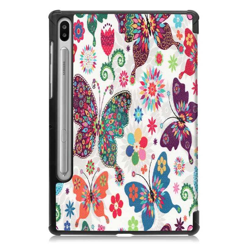 Skal För Samsung Galaxy Tab S6 Retro Fjärilar Och Blommor