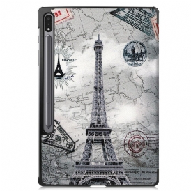 Skal För Samsung Galaxy Tab S7 FE Stylushållare För Eiffeltornet
