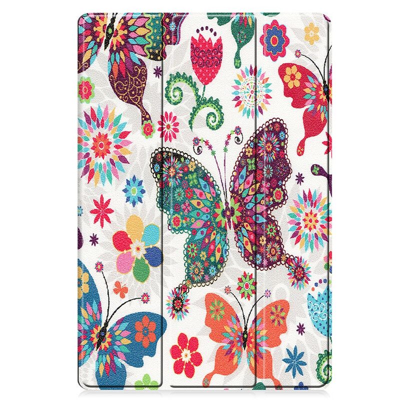 Skal För Samsung Galaxy Tab S7 Plus / Tab S8 Plus Förstärkta Fjärilar Och Blommor