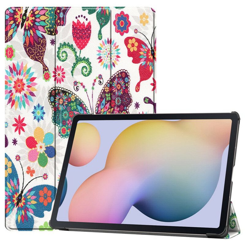 Skal För Samsung Galaxy Tab S7 Plus / Tab S8 Plus Förstärkta Fjärilar Och Blommor