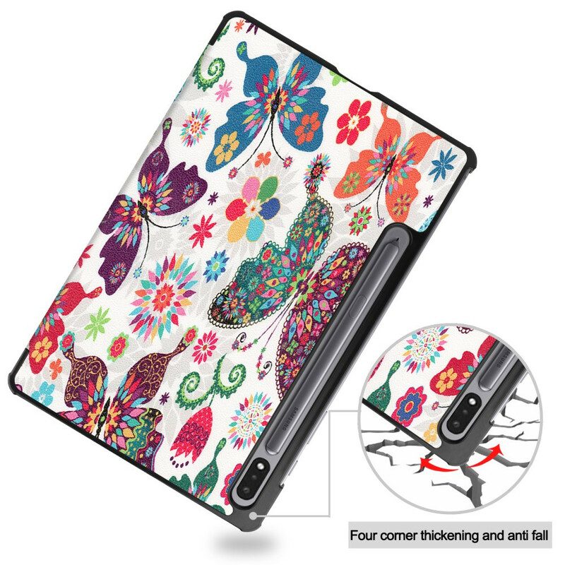 Skal För Samsung Galaxy Tab S7 / Tab S8 Vintage Flower Pennhållare