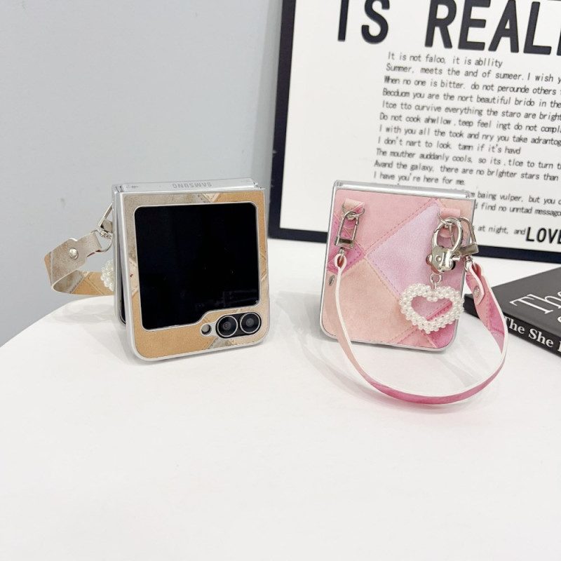 Skal För Samsung Galaxy Z Flip 7 Fe Diamantmönster Med Rem