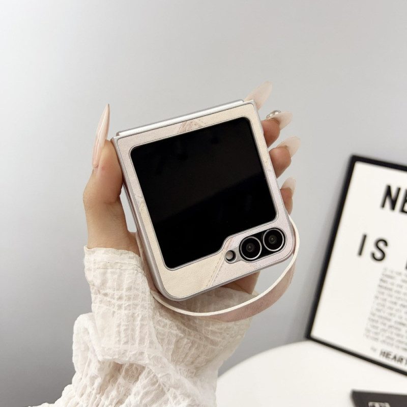 Skal För Samsung Galaxy Z Flip 7 Fe Diamantmönster Med Rem