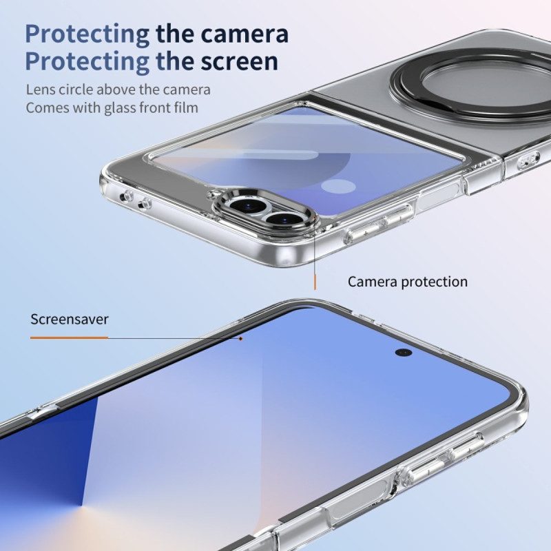 Skal För Samsung Galaxy Z Flip 7 Fe Magnetiskt Stativ Och Hd-skärmskydd