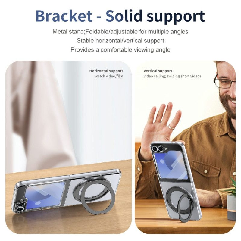 Skal För Samsung Galaxy Z Flip 7 Fe Magnetiskt Stativ Och Hd-skärmskydd