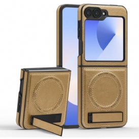 Skal För Samsung Galaxy Z Flip 7 Fe Magsafe-kompatibelt Stativ Med Lädereffekt