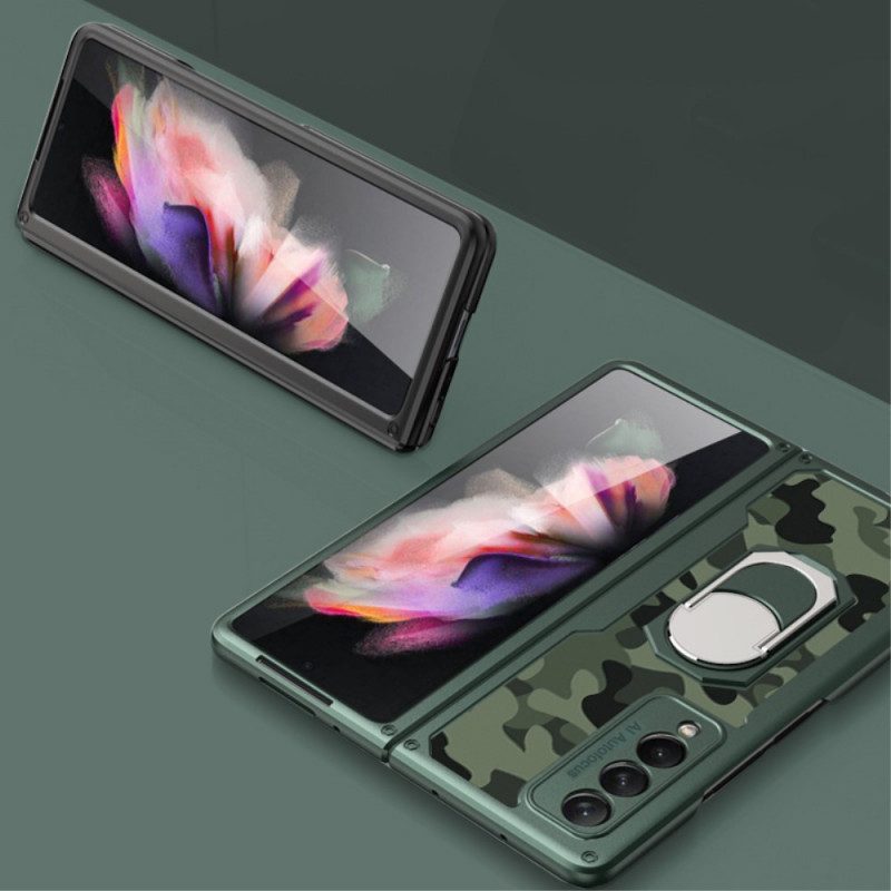 Skal För Samsung Galaxy Z Fold 3 5G Litchi Läder Ring-stöd Gkk