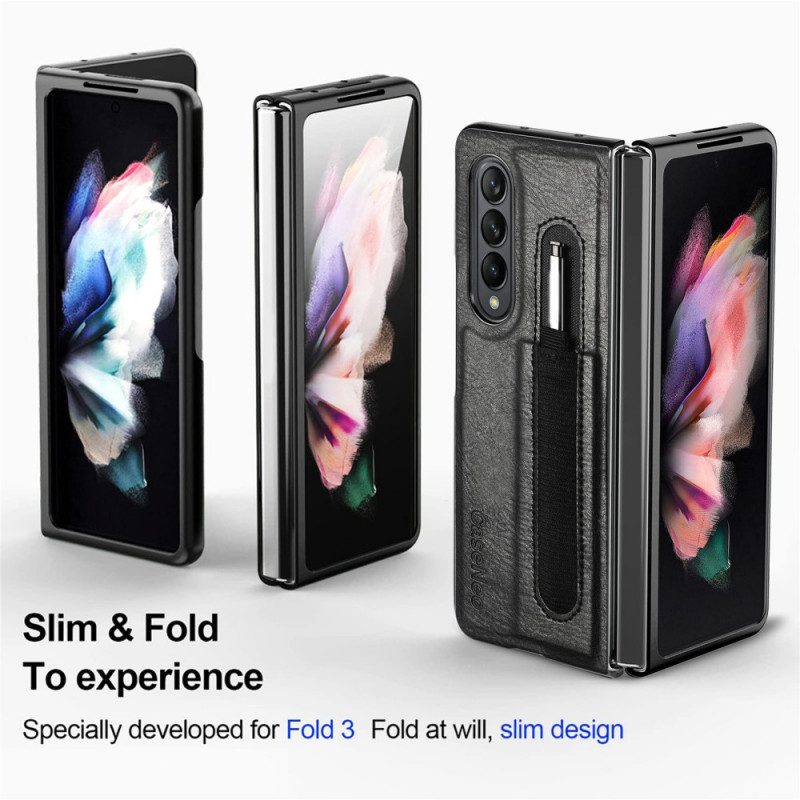 Skal För Samsung Galaxy Z Fold 3 5G Stylushållare I Läderstil Caseneo