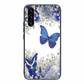 Skal Samsung Galaxy A13 5G / A04s Fjärilar Design Härdat Glas