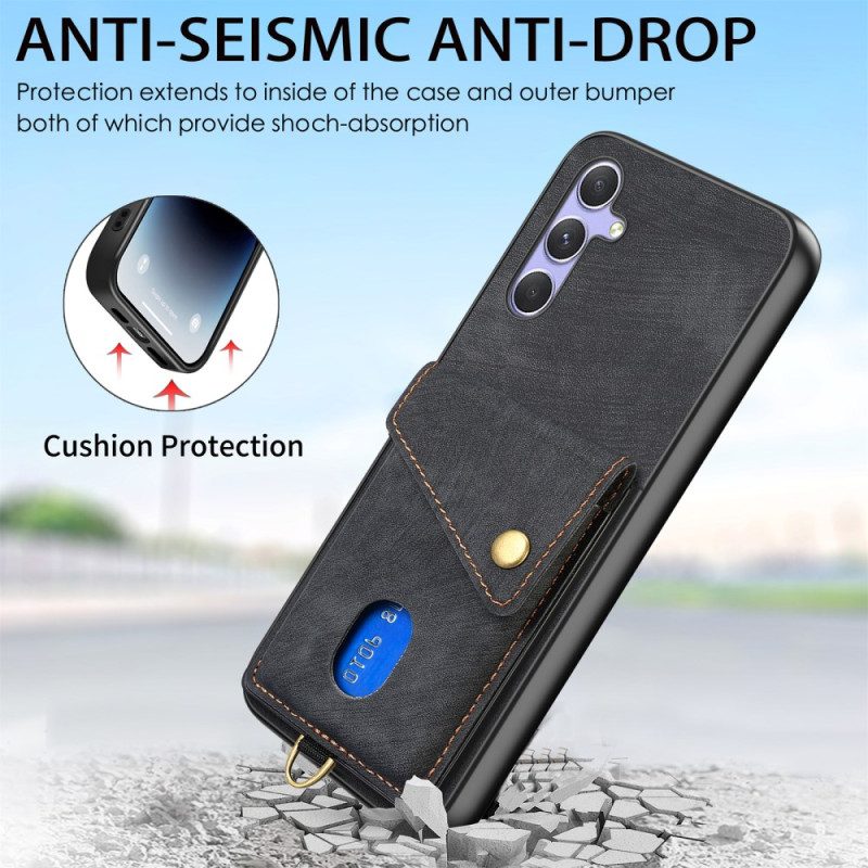 Skal Samsung Galaxy A17 4g / 5g Telefonfodral Mockaeffekt Med Korthållare Och Rem