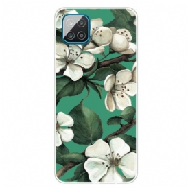 Skal Samsung Galaxy M12 / A12 Målade Vita Blommor