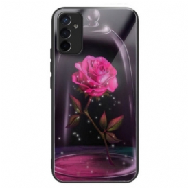 Skal Samsung Galaxy M13 Glittrande Rosa Härdat Glas