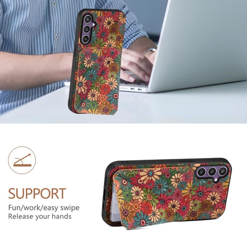 Skal Samsung Galaxy S25 5g Blommigt Korthållare Och Stativ