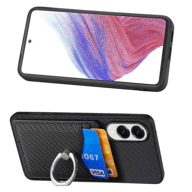 Skal Samsung Galaxy S25 5g Edge Kolfiber Med Korthållare Och Ringställ