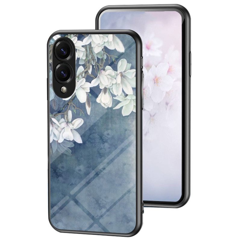 Skal Samsung Galaxy S25 5g Edge Korthållare Med Blommönster I Härdat Glas