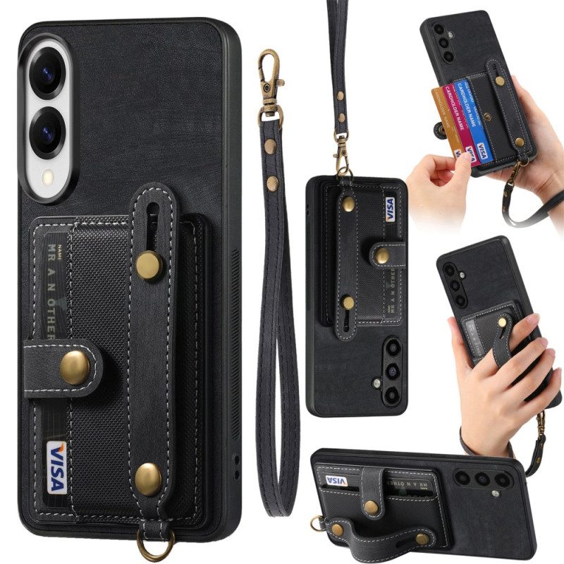 Skal Samsung Galaxy S25 5g Edge Retro Korthållare Och Handledsrem