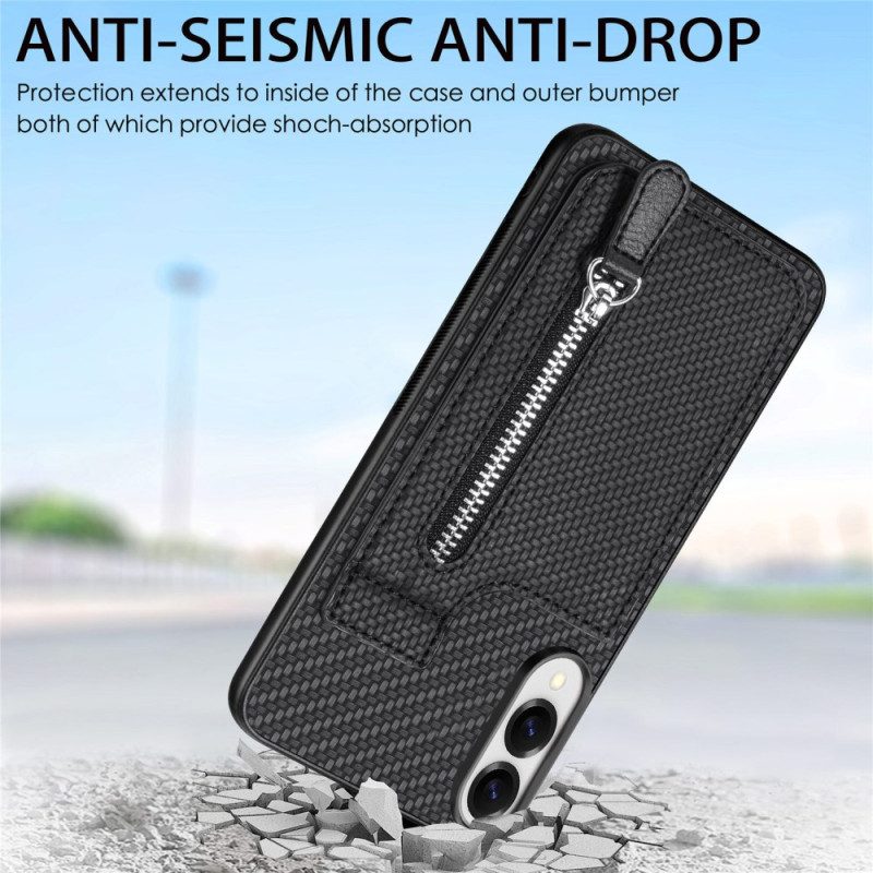 Skal Samsung Galaxy S25 5g Edge Telefonfodral Korthållare Och Myntväska I Kolfiber