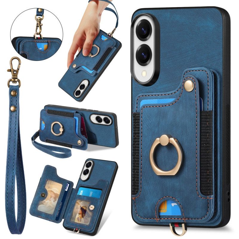 Skal Samsung Galaxy S25 5g Edge Telefonfodral Retro Rfid-korthållare Och Rem