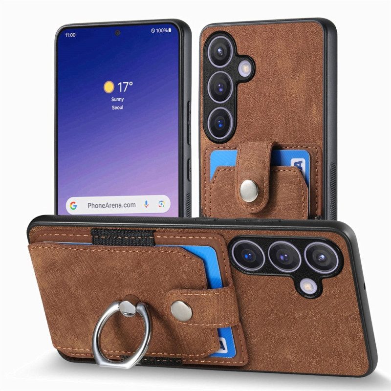 Skal Samsung Galaxy S25 5g Telefonfodral Korthållare Och Ring I Läderimitation