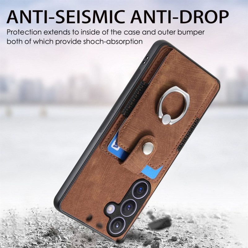 Skal Samsung Galaxy S25 5g Telefonfodral Korthållare Och Ring I Läderimitation