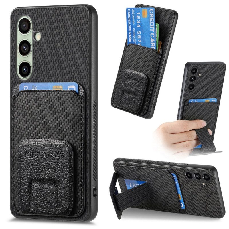 Skal Samsung Galaxy S25 5g Telefonfodral Korthållare Och Stativ I Kolfiber