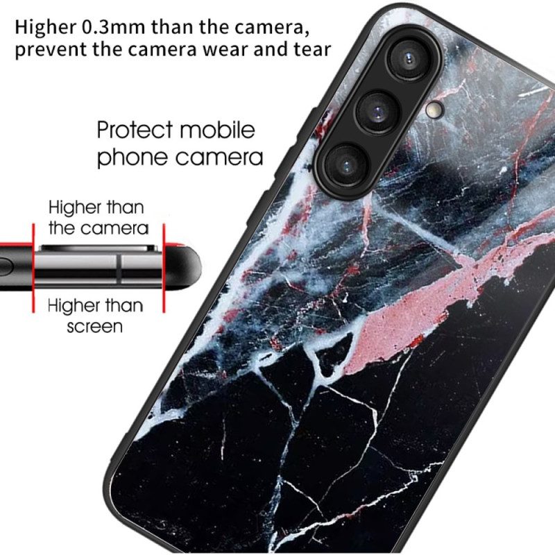 Skal Samsung Galaxy S25 5g Telefonfodral Svartvitt Marmorhärdat Glas