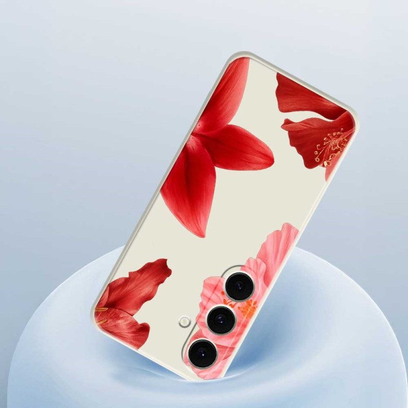 Skal Samsung Galaxy S25 Fe Röd Blommig Silikon