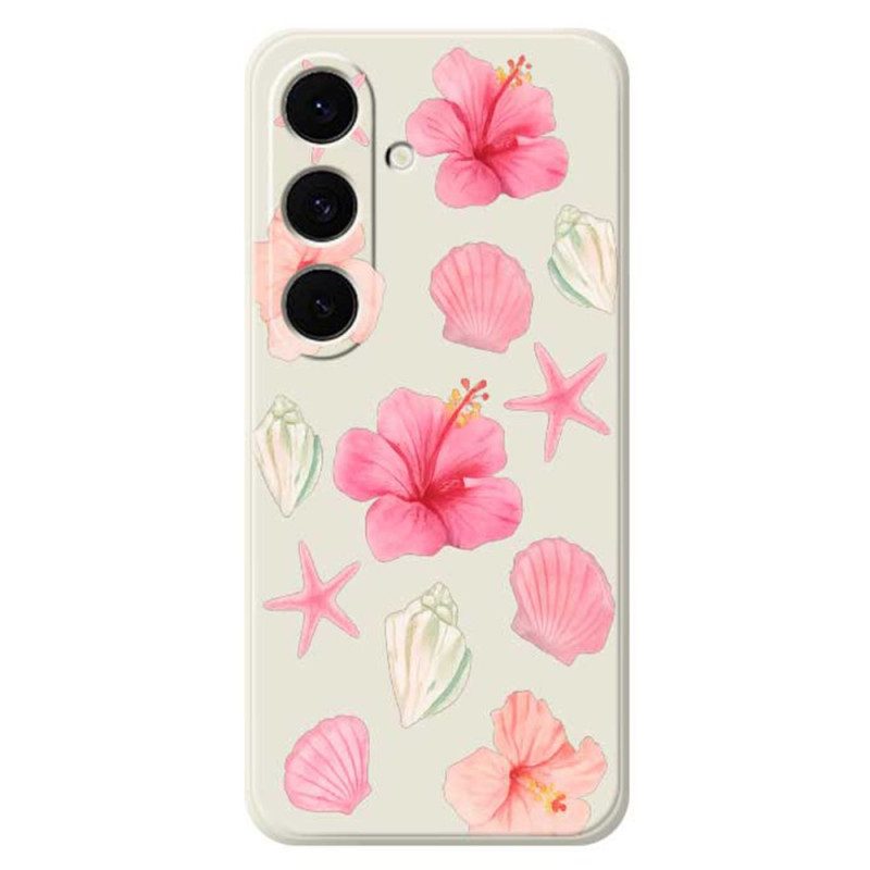 Skal Samsung Galaxy S25 Fe Telefonfodral Blomma- Och Snäcksilikon