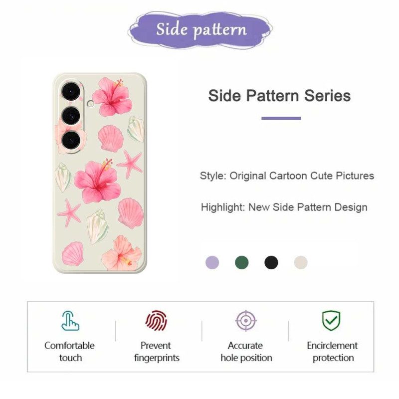 Skal Samsung Galaxy S25 Fe Telefonfodral Blomma- Och Snäcksilikon