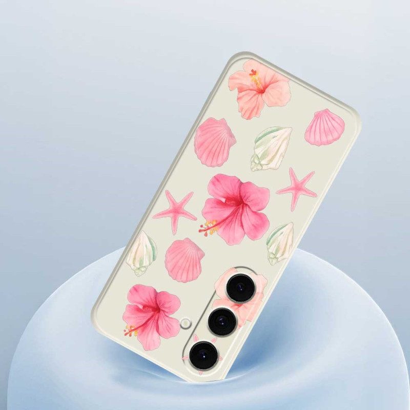 Skal Samsung Galaxy S25 Fe Telefonfodral Blomma- Och Snäcksilikon
