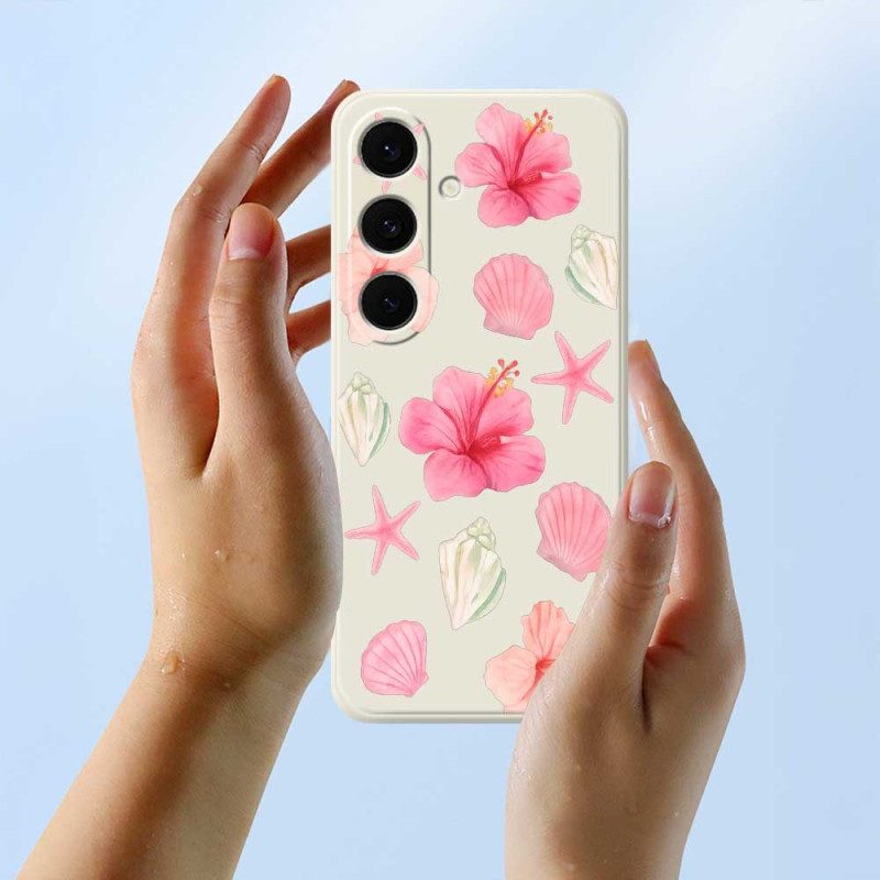 Skal Samsung Galaxy S25 Fe Telefonfodral Blomma- Och Snäcksilikon