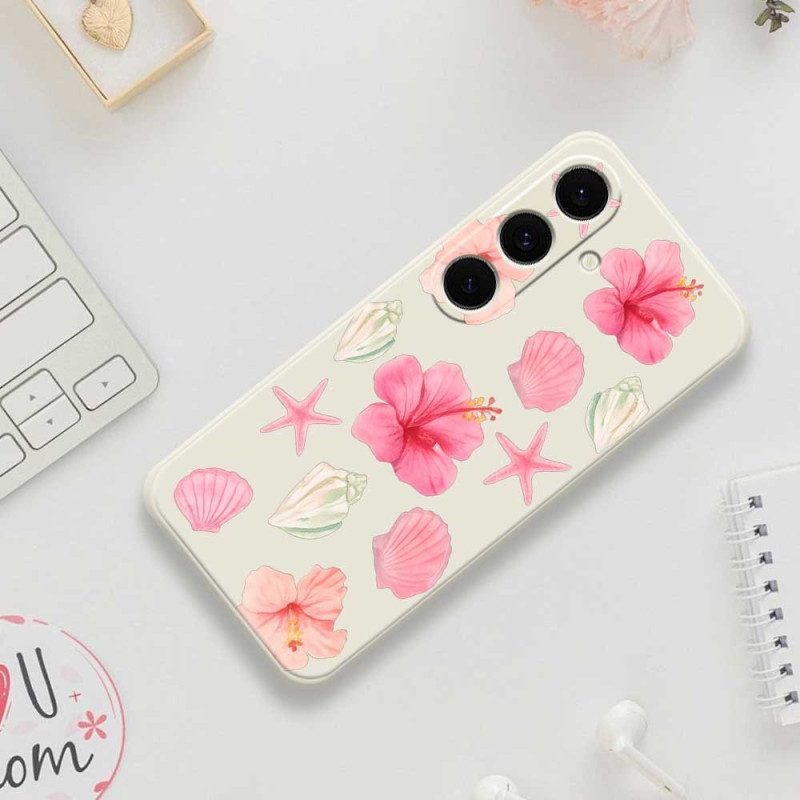 Skal Samsung Galaxy S25 Fe Telefonfodral Blomma- Och Snäcksilikon