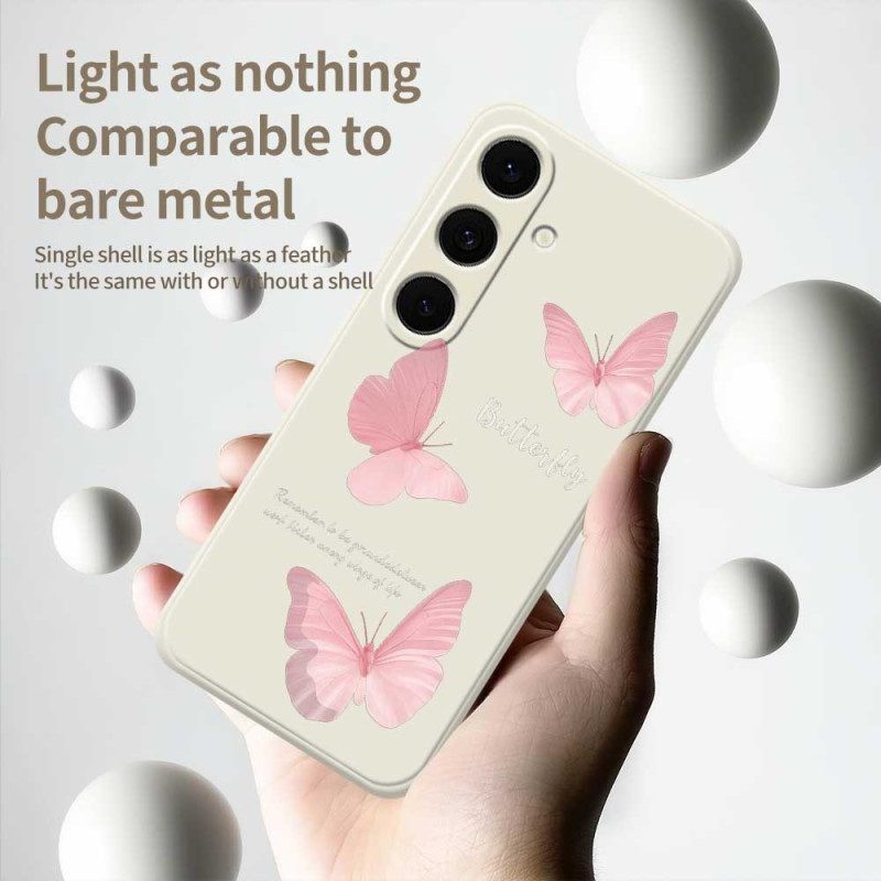 Skal Samsung Galaxy S25 Fe Telefonfodral Rosa Fjärilssilikon