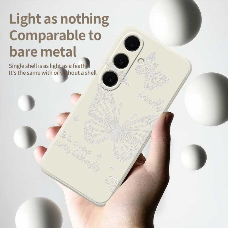 Skal Samsung Galaxy S25 Fe Vit Fjärilssilikon