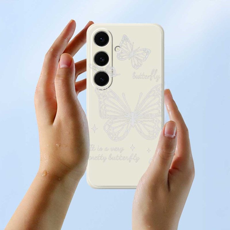 Skal Samsung Galaxy S25 Fe Vit Fjärilssilikon