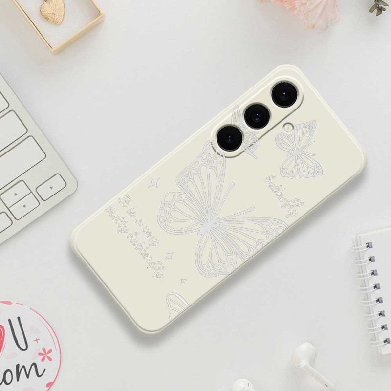 Skal Samsung Galaxy S25 Fe Vit Fjärilssilikon