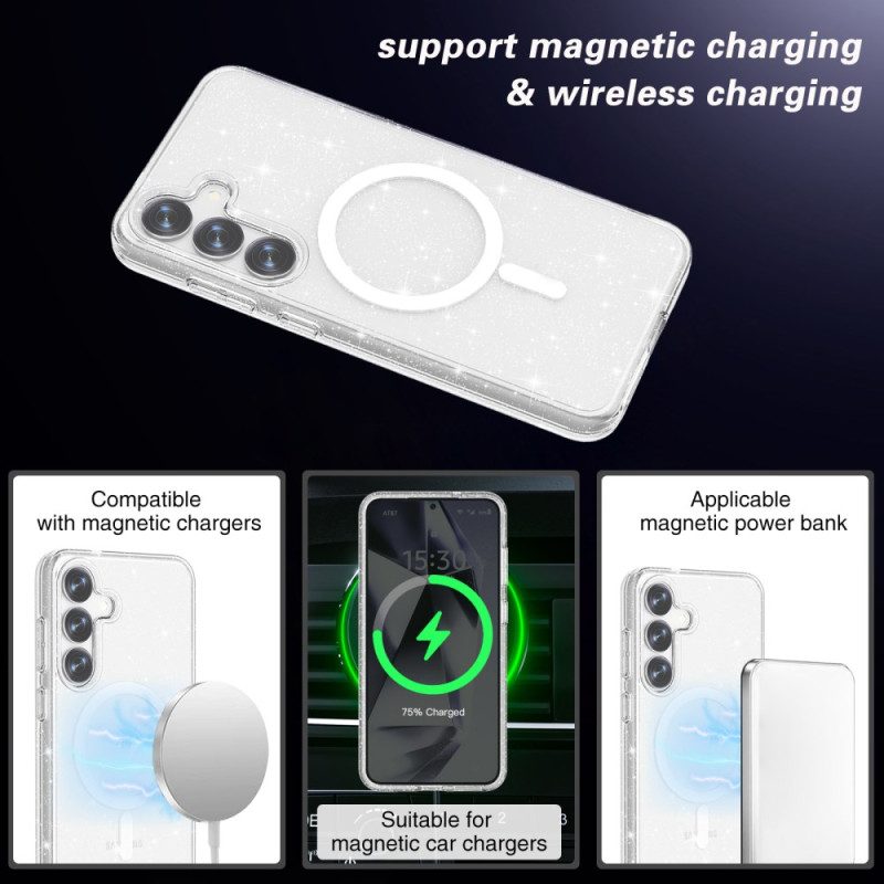 Skal Samsung Galaxy S25 Plus 5g Telefonfodral Magsafe-kompatibel Glitterbaksida