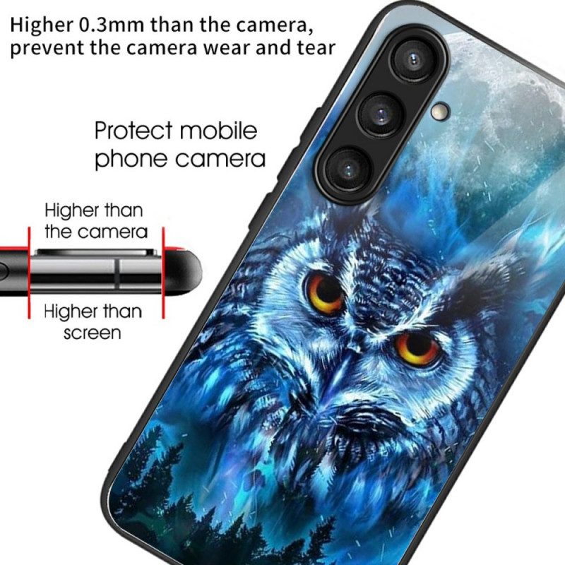 Skal Samsung Galaxy S25 Plus 5g Uggla I Härdat Glas Med Måne