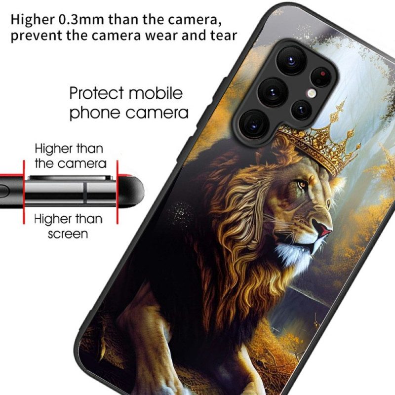 Skal Samsung Galaxy S25 Ultra 5g Härdat Glas Med Gyllene Lejon