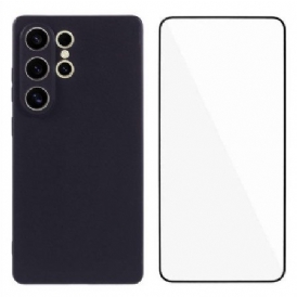 Skal Samsung Galaxy S25 Ultra 5g Matt Silikon Med Skärmskydd I Härdat Glas