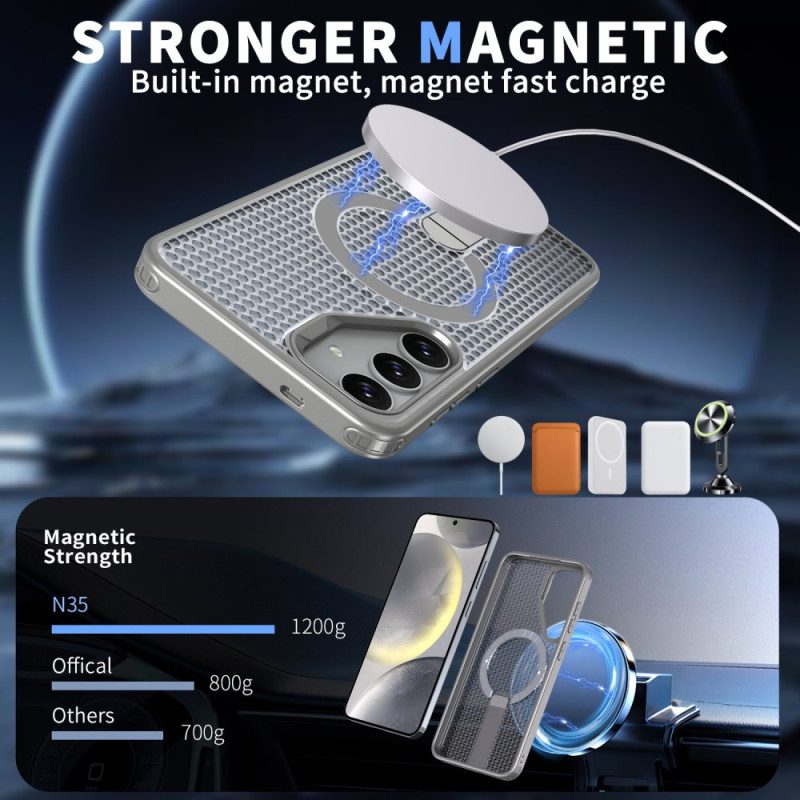 Skal Samsung Galaxy S26 Magnetisk Med Magnetiskt Stativ Och Stativ Med Rutmönster