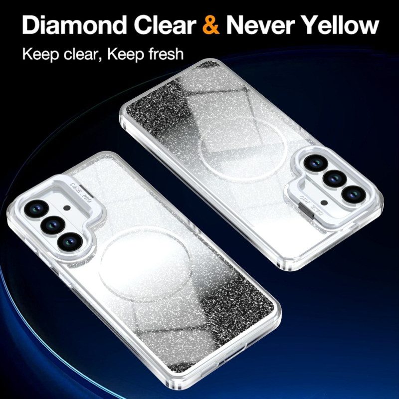 Skal Samsung Galaxy S26 Magnetisk Med Tonad Glitter Och Hopfällbart Stativ
