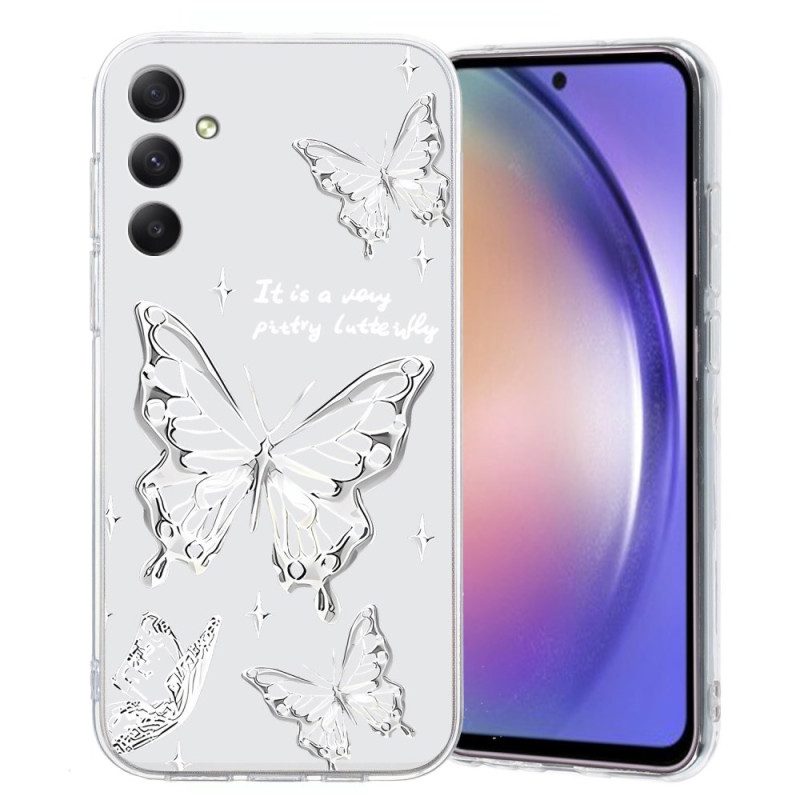 Skal Samsung Galaxy S26 Telefonfodral Vita Fjärilar