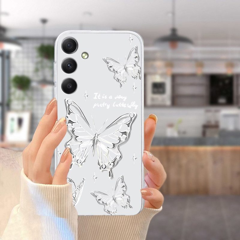 Skal Samsung Galaxy S26 Telefonfodral Vita Fjärilar