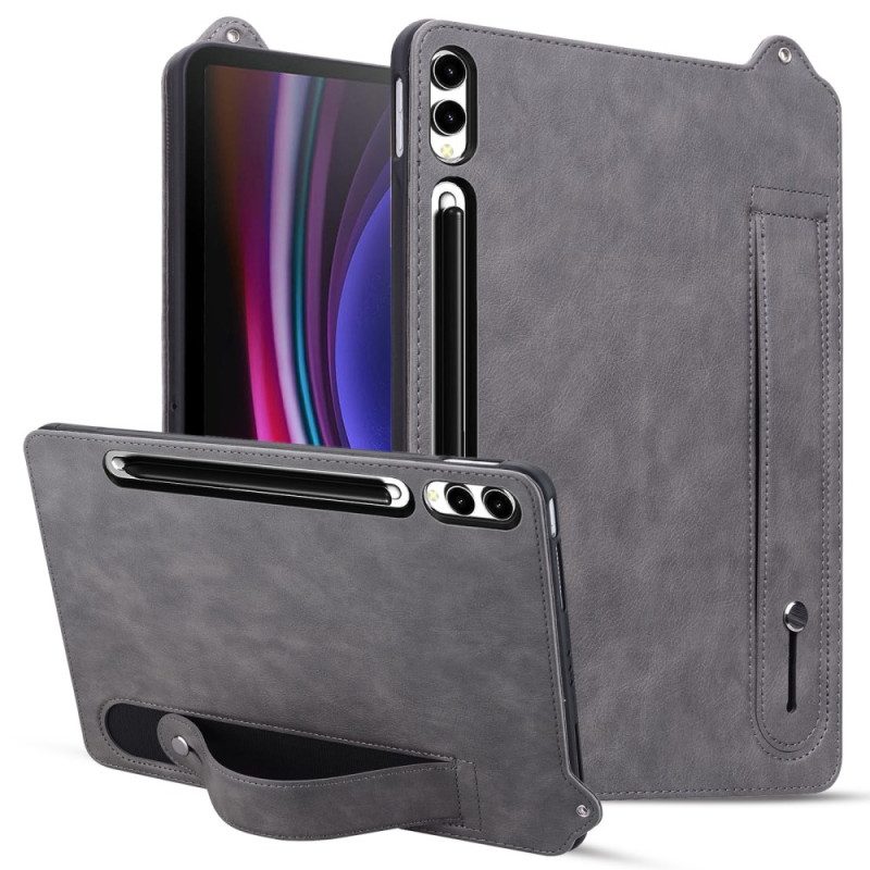 Skal Samsung Galaxy Tab S10 Plus Telefonfodral Pekpennahållare Och Rem Med Lädereffekt